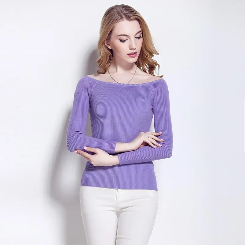 2016 Winter Women Pullovers Female Knitted Sweater Female Autumn High Stretch 20 Solid Color Casual Long Sleeve Sweaters 7