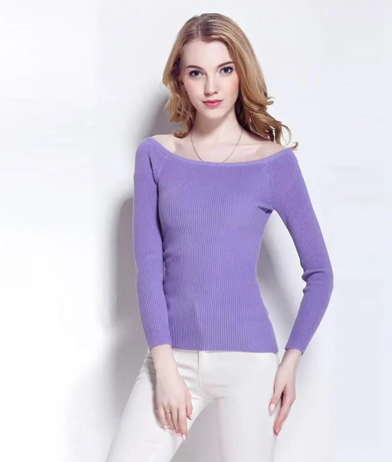 2016 Winter Women Pullovers Female Knitted Sweater Female Autumn High Stretch 20 Solid Color Casual Long Sleeve Sweaters 8