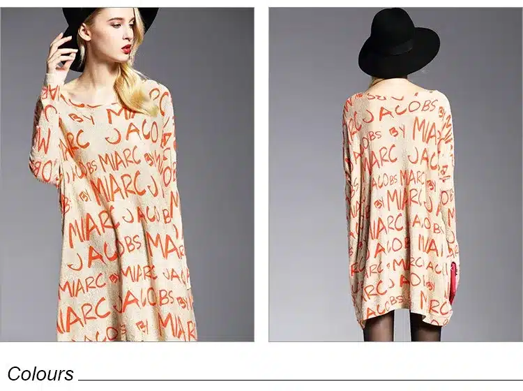 New 2017 Autumn Casual Long Women Sweater Coat Batwing Sleeve Print Women's Sweaters Clothes Pullovers Fashion Pullover Clothing 15
