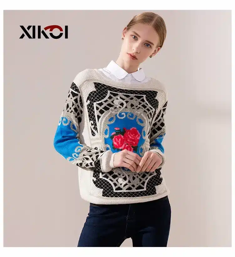 New 2017 Autumn Casual Women Sweater Coat Print O-Neck Women's Sweaters Clothes Pullovers Fashion Ladies Pullover Clothing Tops 12