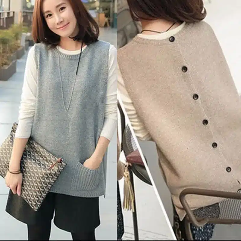 NEW Spring Korean version of knitted Cashmere Sweater Vest waistcoat female hedging loose knit sleeveless Vest jacket 9