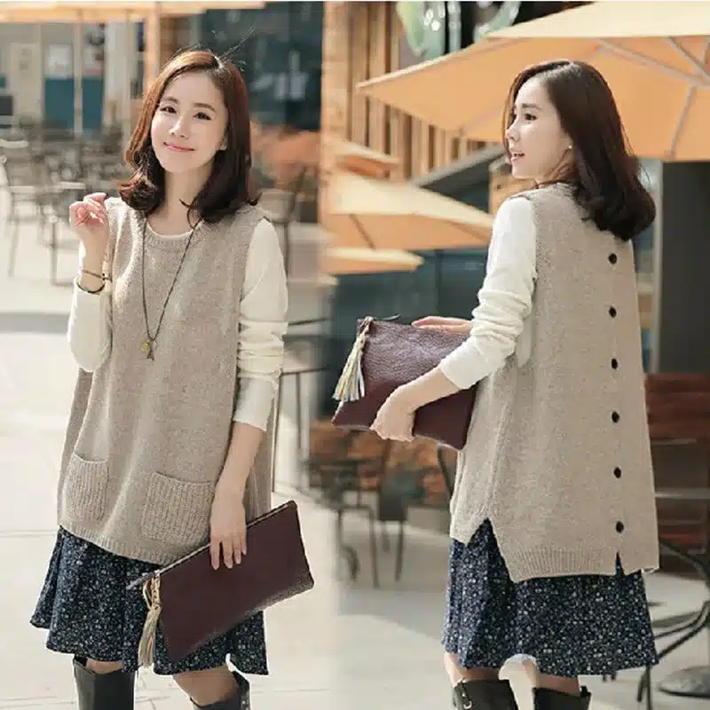 NEW Spring Korean version of knitted Cashmere Sweater Vest waistcoat female hedging loose knit sleeveless Vest jacket 10