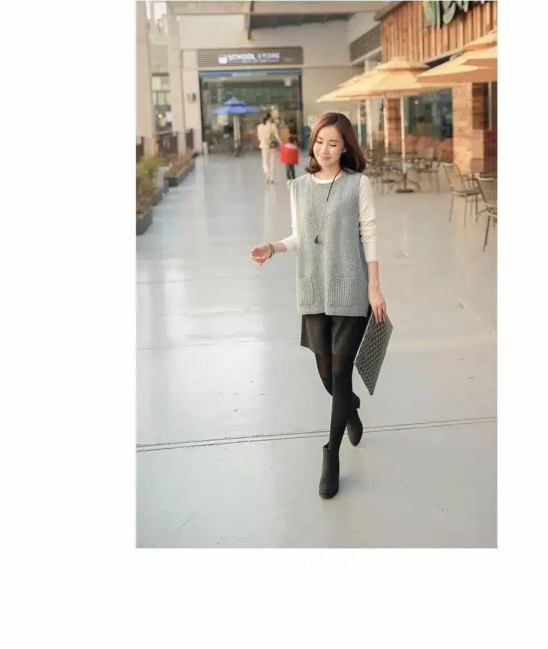 NEW Spring Korean version of knitted Cashmere Sweater Vest waistcoat female hedging loose knit sleeveless Vest jacket 11
