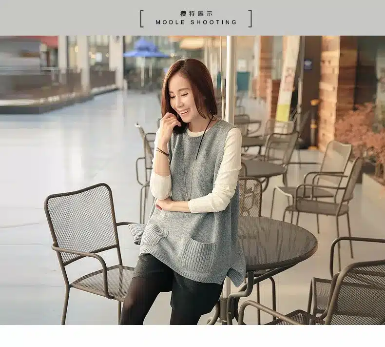 NEW Spring Korean version of knitted Cashmere Sweater Vest waistcoat female hedging loose knit sleeveless Vest jacket 13