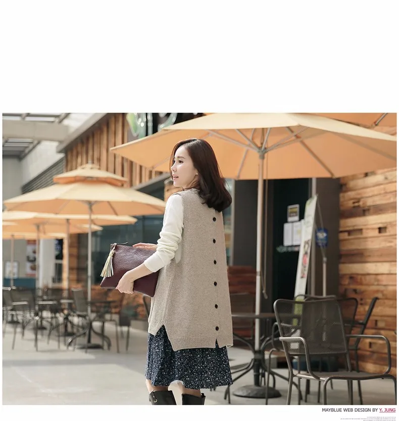 NEW Spring Korean version of knitted Cashmere Sweater Vest waistcoat female hedging loose knit sleeveless Vest jacket 14