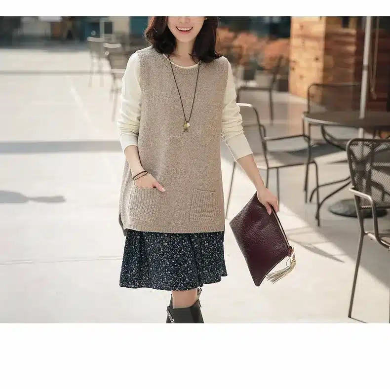 NEW Spring Korean version of knitted Cashmere Sweater Vest waistcoat female hedging loose knit sleeveless Vest jacket 15