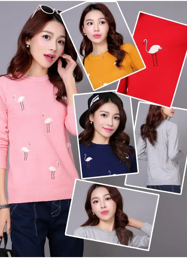 2017 Autumn Winter for women Cashmere sweater loose Warm Knitted Sweet Christmas Pullovers sweaters Casual sweater For Lady 3