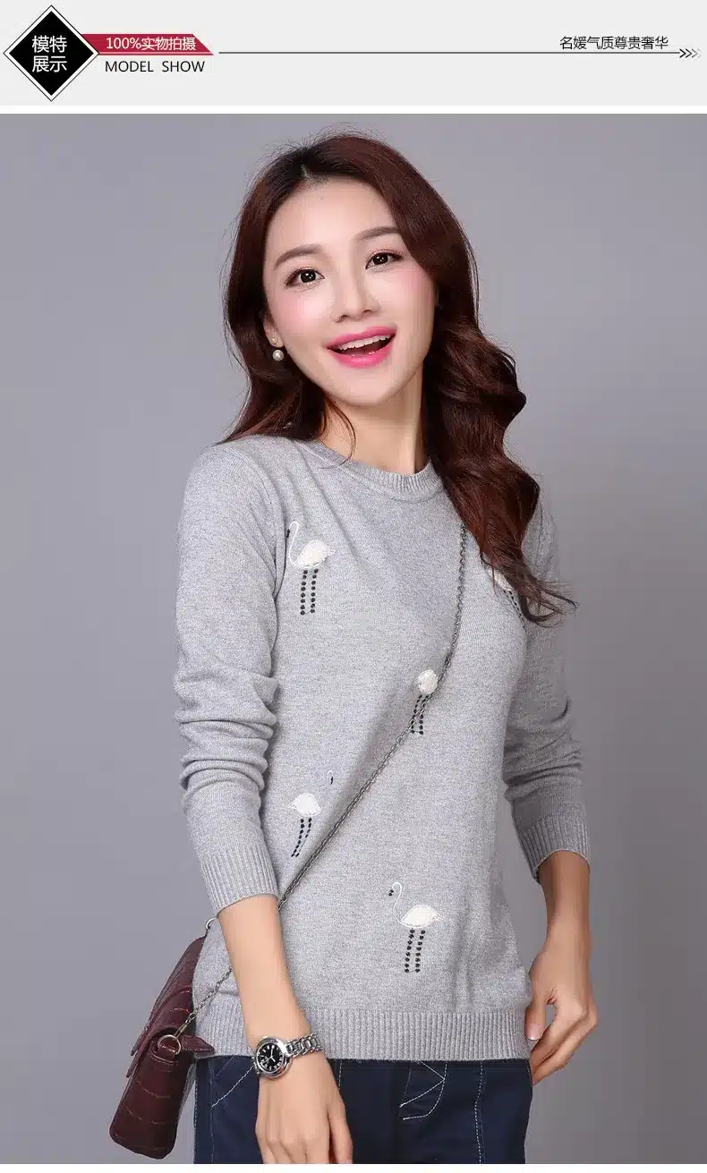 2017 Autumn Winter for women Cashmere sweater loose Warm Knitted Sweet Christmas Pullovers sweaters Casual sweater For Lady 5