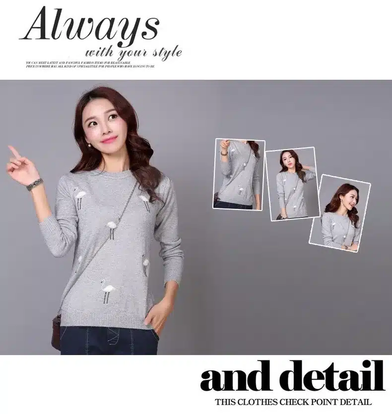 2017 Autumn Winter for women Cashmere sweater loose Warm Knitted Sweet Christmas Pullovers sweaters Casual sweater For Lady 6