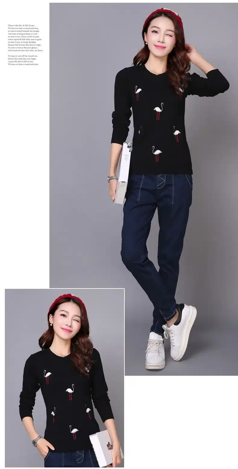 2017 Autumn Winter for women Cashmere sweater loose Warm Knitted Sweet Christmas Pullovers sweaters Casual sweater For Lady 21