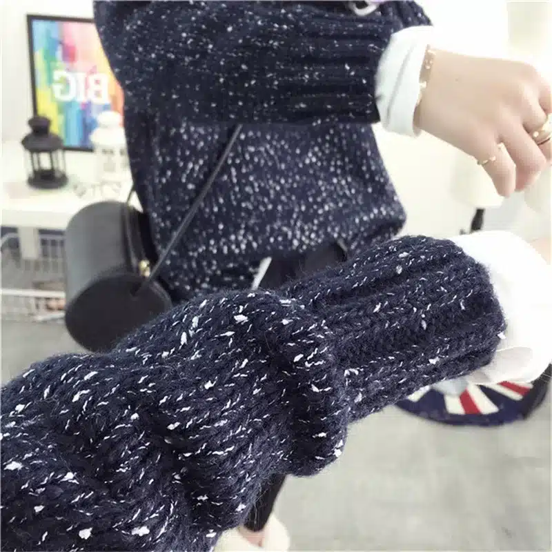 2017 Spring Women Wool Loose Knitted Casual Sweater Choker Dot Long Sleeve Fashion Thickening Stretch Girl's Pullover 31