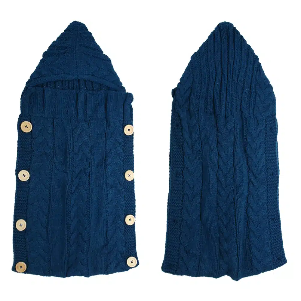 70*35cm Newborn Baby Sleeping Bag Winter Warm Wool Knitted Hoodie Swaddle Wrap Cute Soft Infant Swaddling Blanket Sleeping Bag 10
