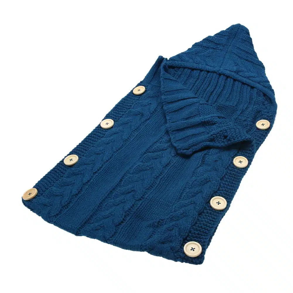 70*35cm Newborn Baby Sleeping Bag Winter Warm Wool Knitted Hoodie Swaddle Wrap Cute Soft Infant Swaddling Blanket Sleeping Bag 12