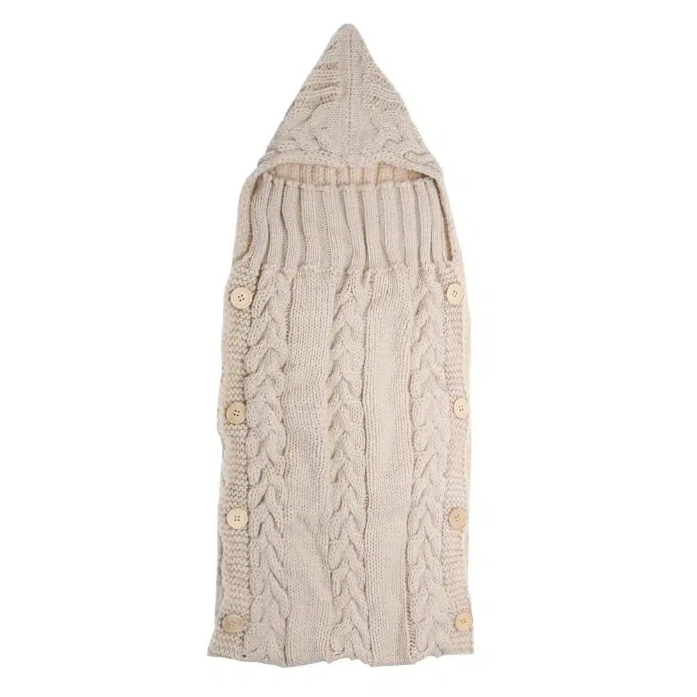 70*35cm Newborn Baby Sleeping Bag Winter Warm Wool Knitted Hoodie Swaddle Wrap Cute Soft Infant Swaddling Blanket Sleeping Bag 17