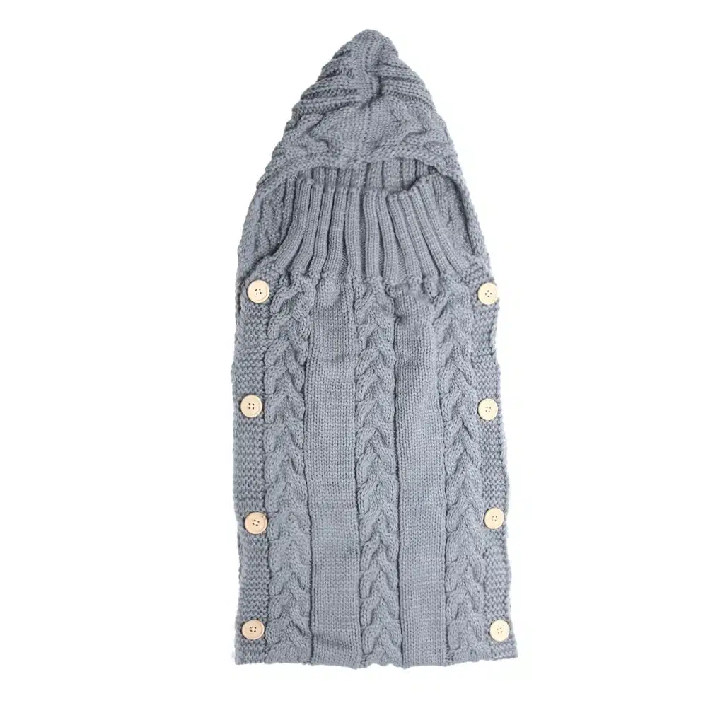 70*35cm Newborn Baby Sleeping Bag Winter Warm Wool Knitted Hoodie Swaddle Wrap Cute Soft Infant Swaddling Blanket Sleeping Bag 18