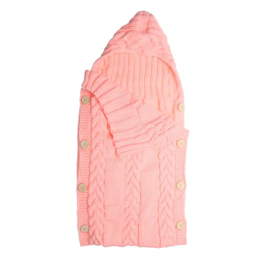 70*35cm Newborn Baby Sleeping Bag Winter Warm Wool Knitted Hoodie Swaddle Wrap Cute Soft Infant Swaddling Blanket Sleeping Bag 21