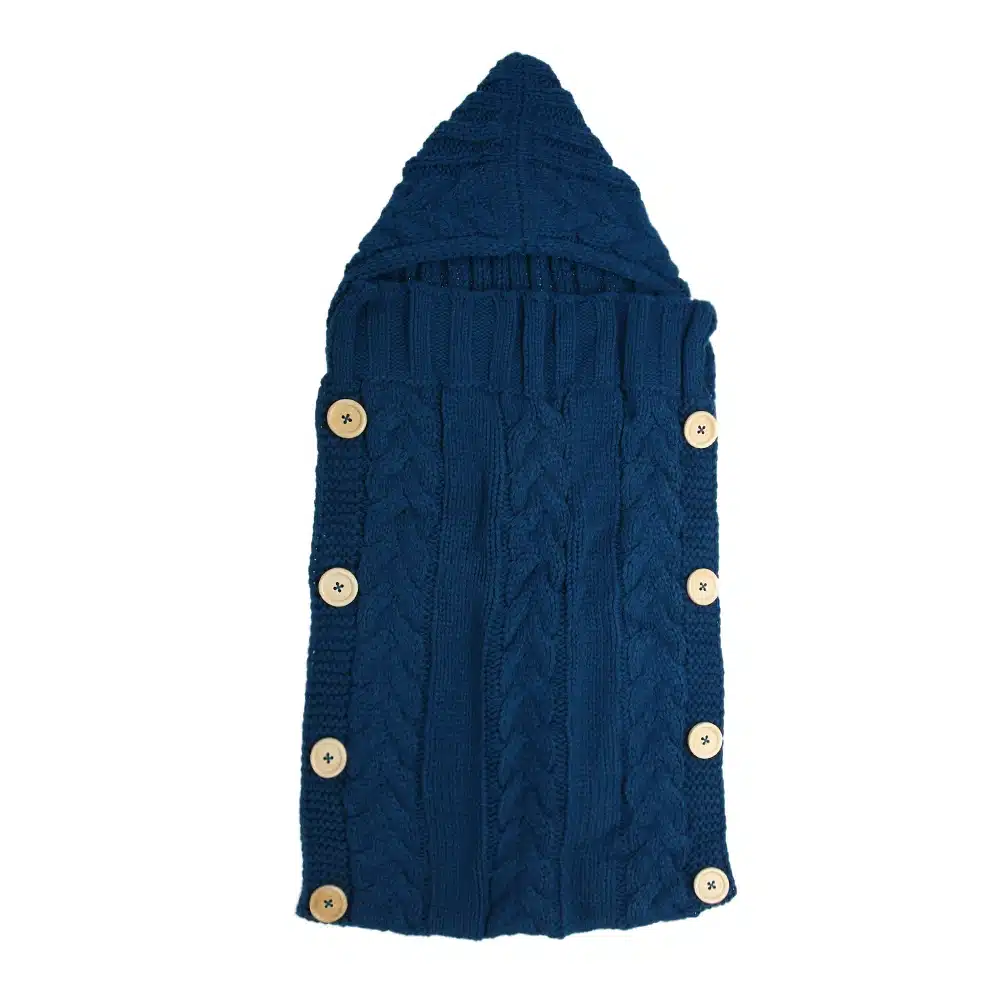 70*35cm Newborn Baby Sleeping Bag Winter Warm Wool Knitted Hoodie Swaddle Wrap Cute Soft Infant Swaddling Blanket Sleeping Bag 22