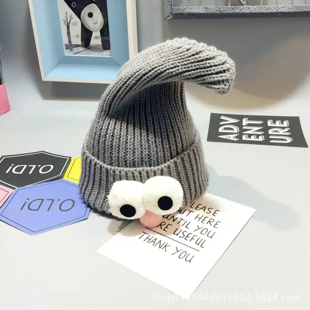 2017 Baby Cap& Hat Winter Korean Newborn Baby Hat Lovely Big Eye Knitted Wool Children Cap Sharp Necromancer Baby Cap for 3-36 M 9