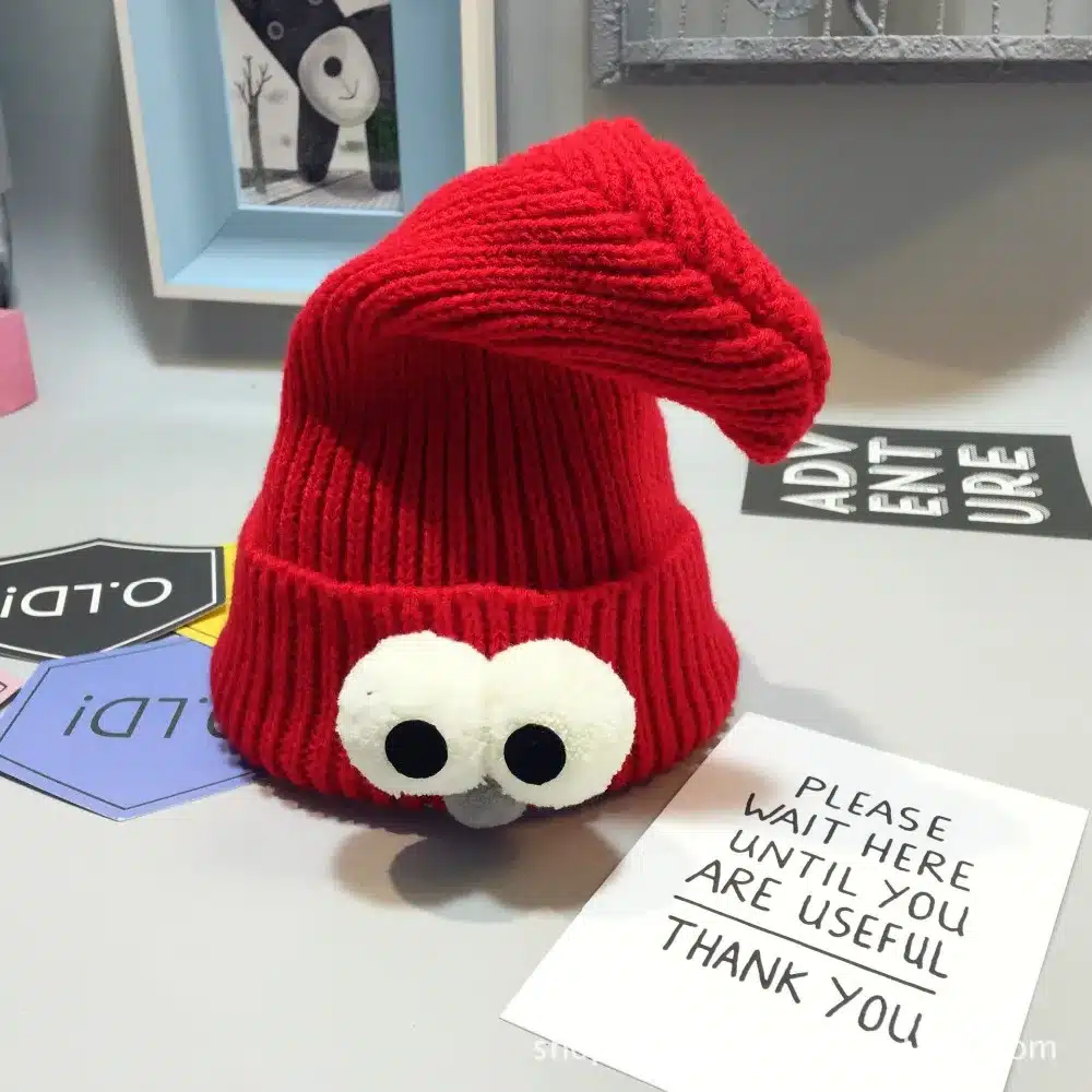 2017 Baby Cap& Hat Winter Korean Newborn Baby Hat Lovely Big Eye Knitted Wool Children Cap Sharp Necromancer Baby Cap for 3-36 M 11