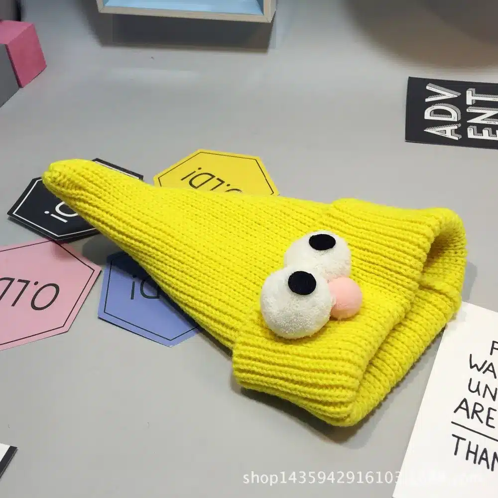 2017 Baby Cap& Hat Winter Korean Newborn Baby Hat Lovely Big Eye Knitted Wool Children Cap Sharp Necromancer Baby Cap for 3-36 M 19