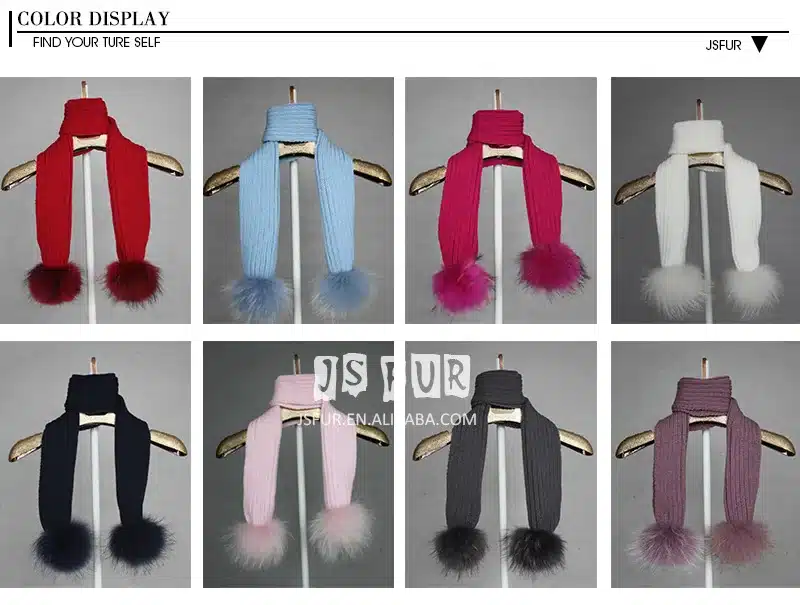 New Design Brand 1-3years Scarves Knitted Cute Boys Children Warm Matching Colorful Raccoon Fur Pom Pom Winter Scarf Scarves 9