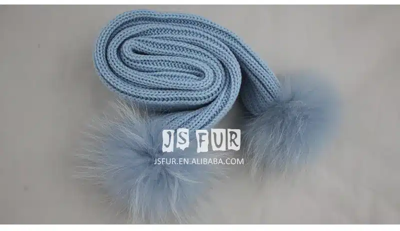 New Design Brand 1-3years Scarves Knitted Cute Boys Children Warm Matching Colorful Raccoon Fur Pom Pom Winter Scarf Scarves 11