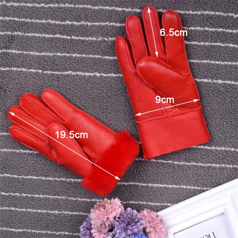 Winter gloves kids real fur gloves for children Thicker leather rabbit fur gloves 100% wool child five finger Russia warm gloves 9
