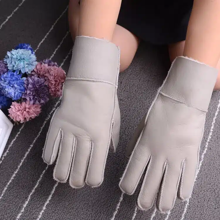 Winter gloves kids real fur gloves for children Thicker leather rabbit fur gloves 100% wool child five finger Russia warm gloves 12