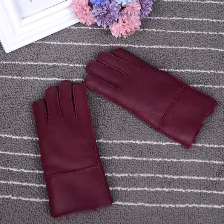 Winter gloves kids real fur gloves for children Thicker leather rabbit fur gloves 100% wool child five finger Russia warm gloves 19