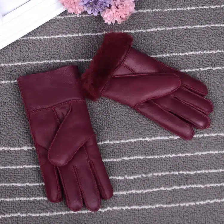 Winter gloves kids real fur gloves for children Thicker leather rabbit fur gloves 100% wool child five finger Russia warm gloves 20