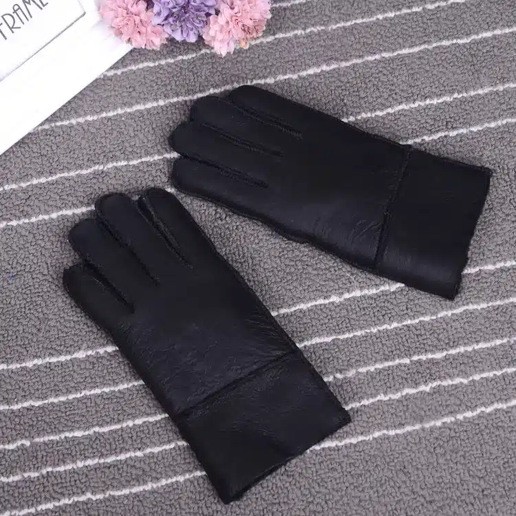 Winter gloves kids real fur gloves for children Thicker leather rabbit fur gloves 100% wool child five finger Russia warm gloves 25