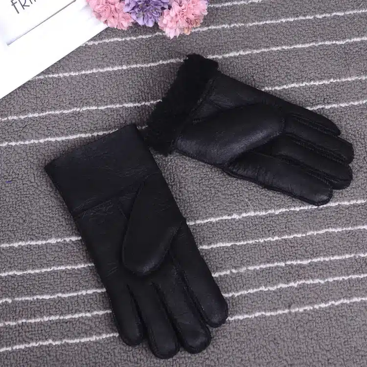 Winter gloves kids real fur gloves for children Thicker leather rabbit fur gloves 100% wool child five finger Russia warm gloves 26