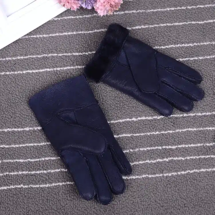 Winter gloves kids real fur gloves for children Thicker leather rabbit fur gloves 100% wool child five finger Russia warm gloves 28