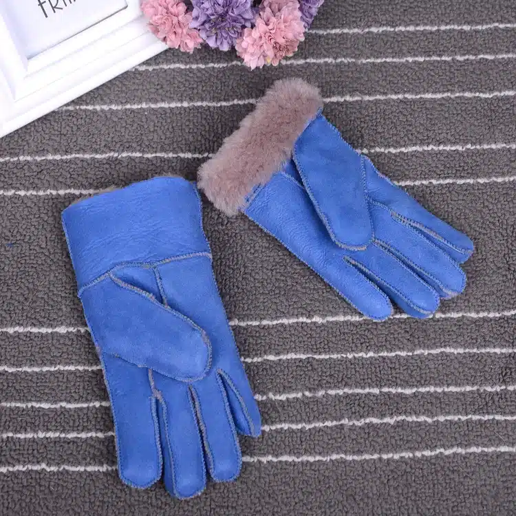 Winter gloves kids real fur gloves for children Thicker leather rabbit fur gloves 100% wool child five finger Russia warm gloves 30