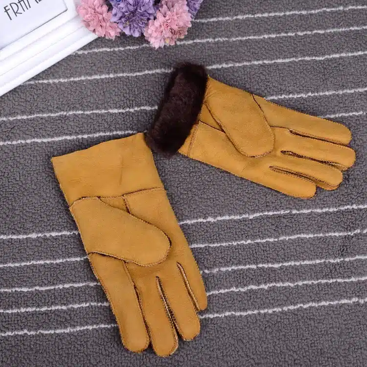 Winter gloves kids real fur gloves for children Thicker leather rabbit fur gloves 100% wool child five finger Russia warm gloves 36