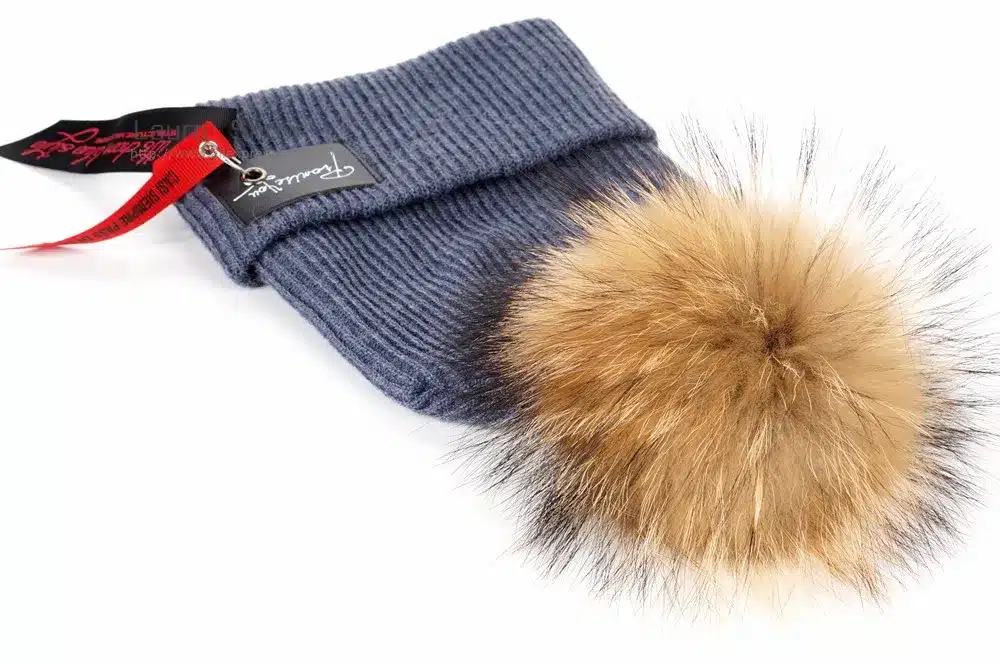 LAURASHOW Kids Boys Girl Hip Hop Cap Real Raccoon Fur Ball Pom Poms Knitted Wool Beanie Hat Warm Winter 20