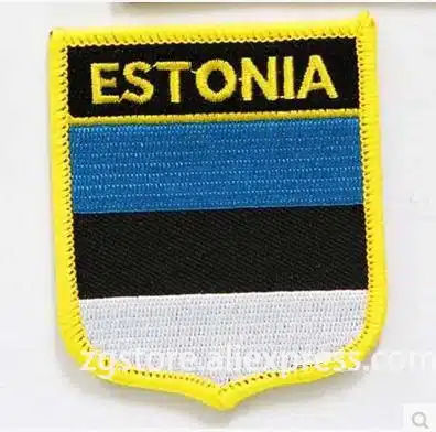 Hot Sale ! Embroidery Patches National flag Emblem Patches Estonia Flag Iron on 7X6CM NGQ1013 1
