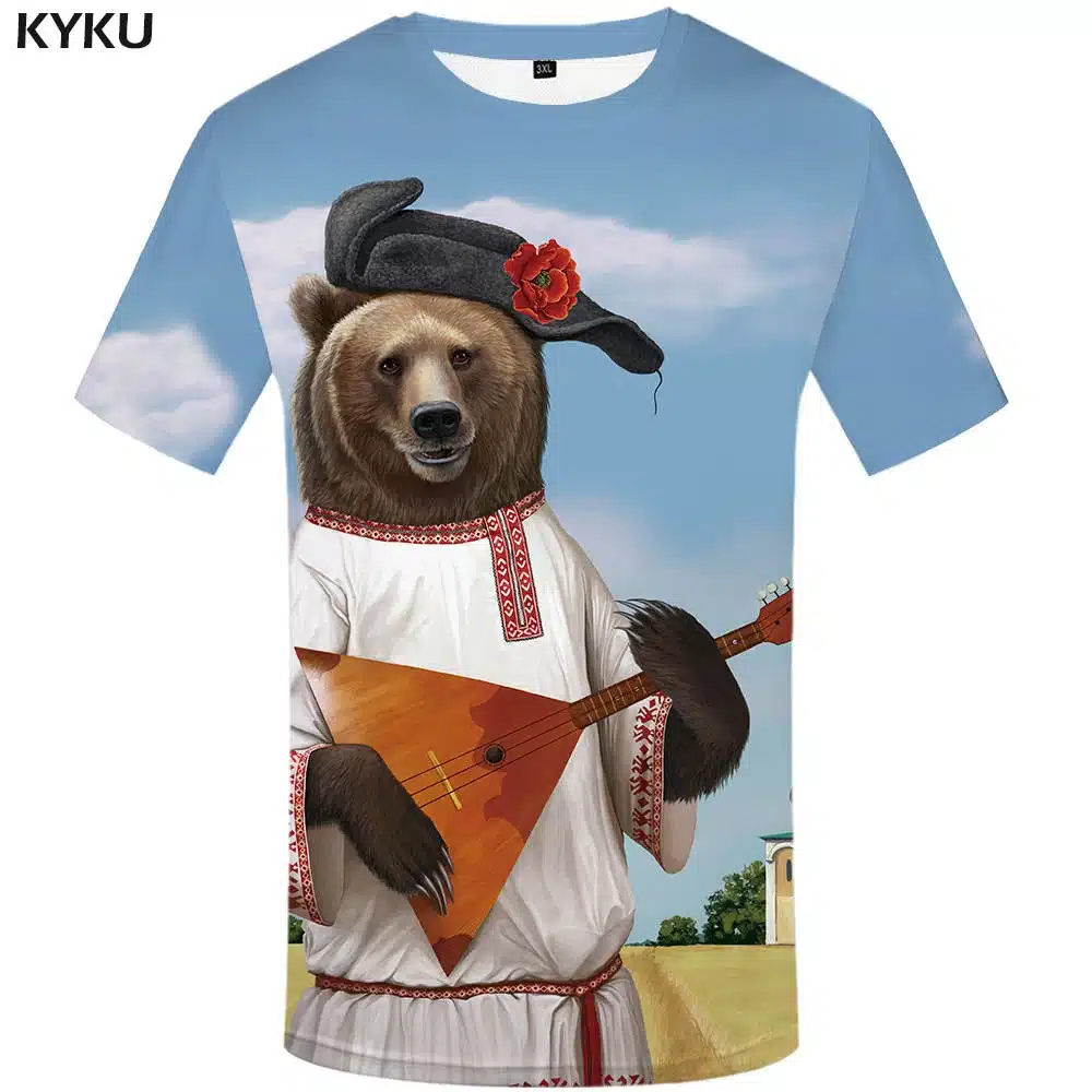 KYKU Brand Bear T Shirt Russia T-shirt Sturdy Tshirt Sexy Male Shirts 3d T-shirt Animal Mens Clothing Casual Shirt Men 50