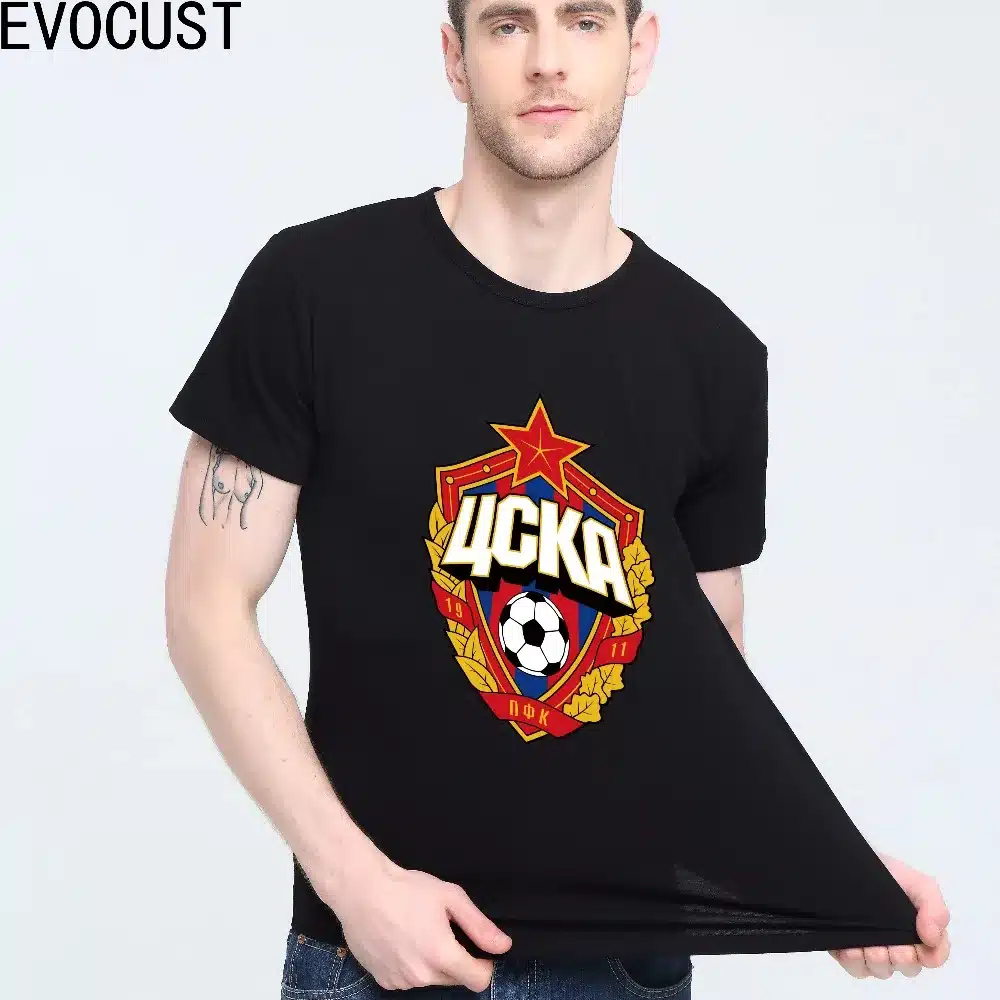 The central cska Moscow Russia LOGO T-shirt Top Lycra Cotton Men T shirt New Design High Quality 8