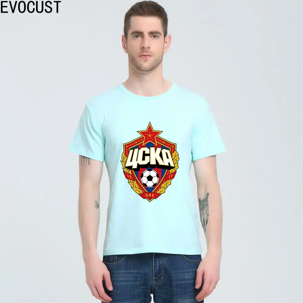 The central cska Moscow Russia LOGO T-shirt Top Lycra Cotton Men T shirt New Design High Quality 13