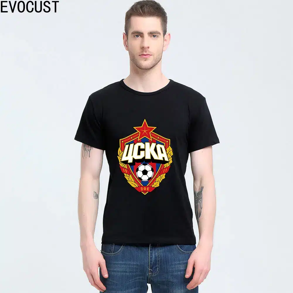 The central cska Moscow Russia LOGO T-shirt Top Lycra Cotton Men T shirt New Design High Quality 14