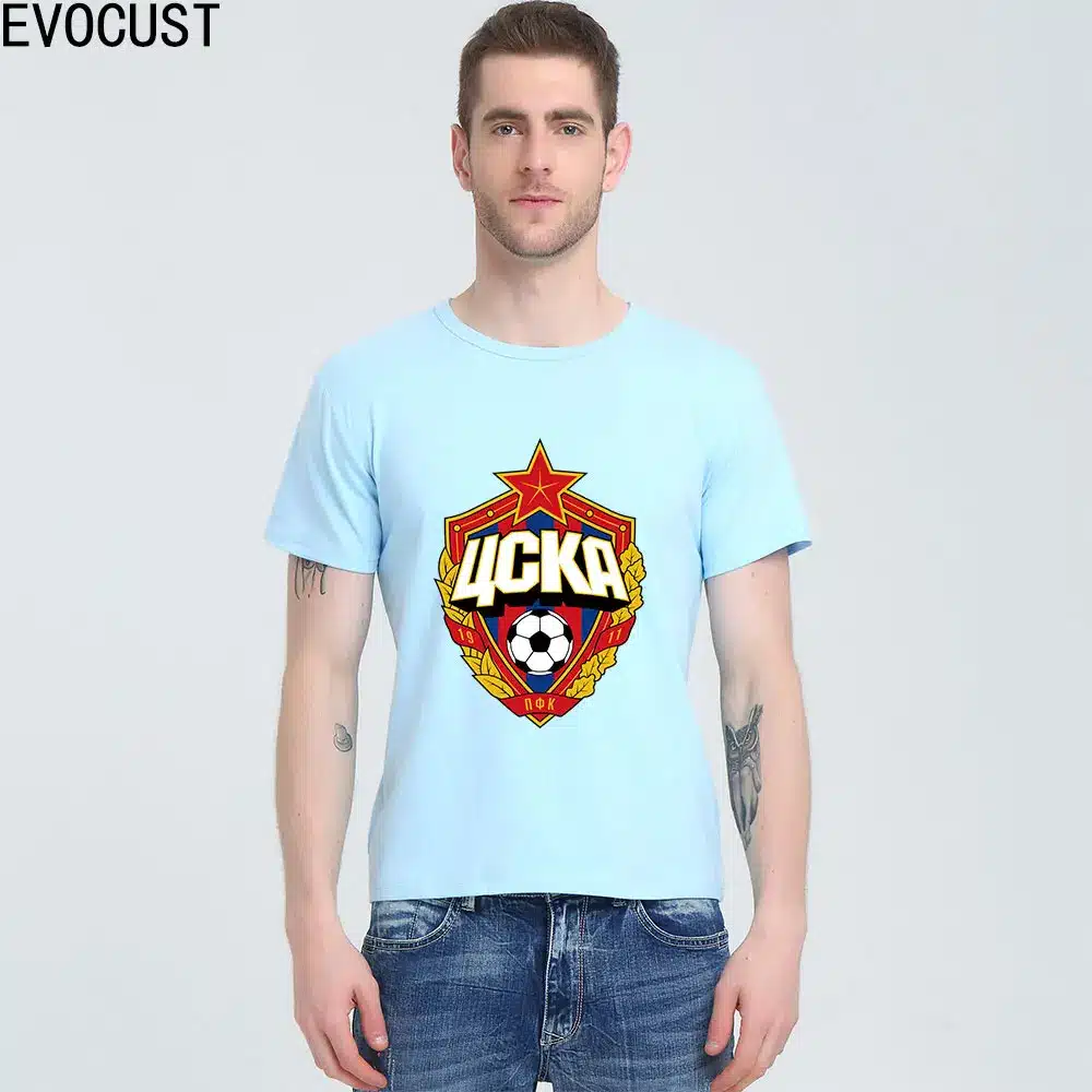 The central cska Moscow Russia LOGO T-shirt Top Lycra Cotton Men T shirt New Design High Quality 16