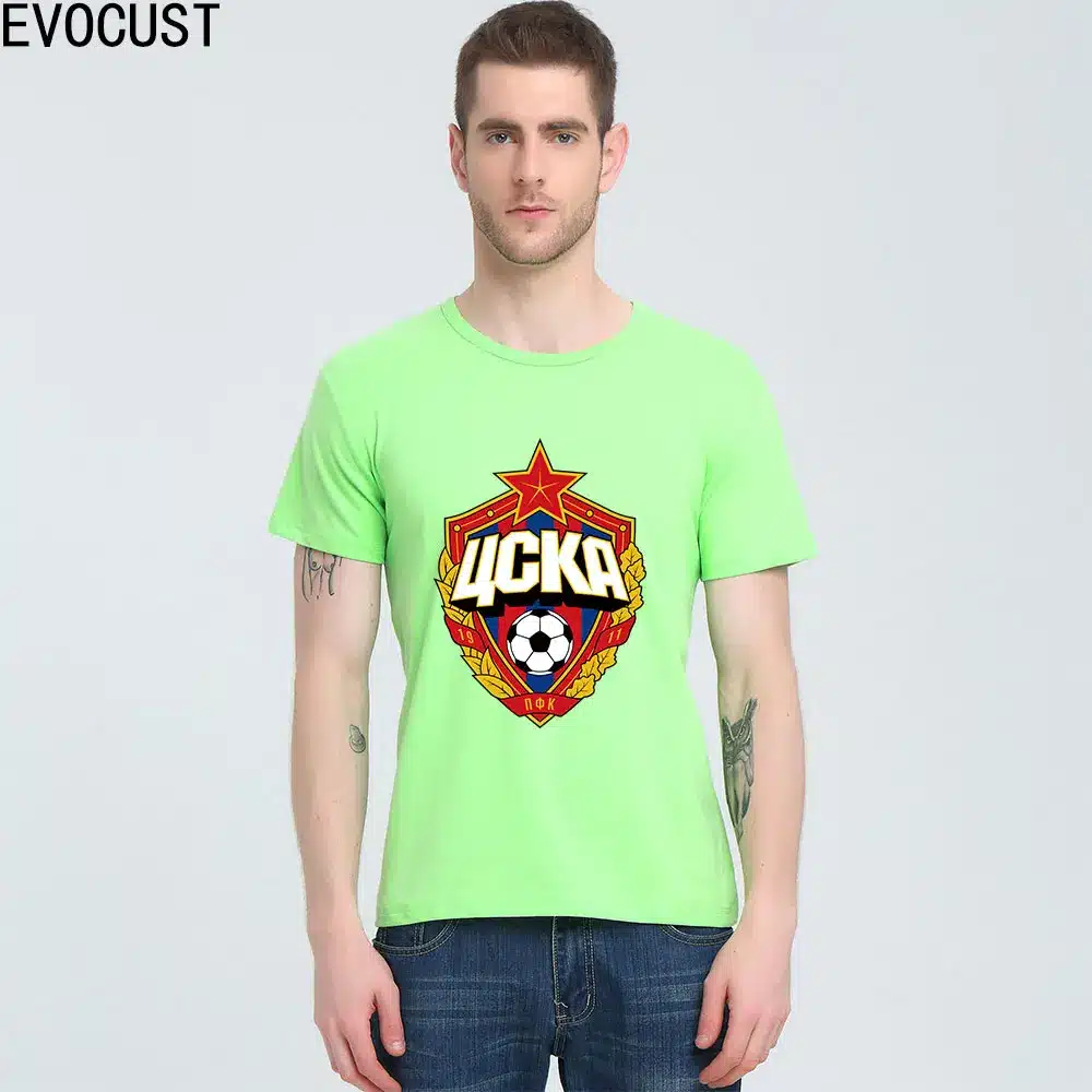 The central cska Moscow Russia LOGO T-shirt Top Lycra Cotton Men T shirt New Design High Quality 17