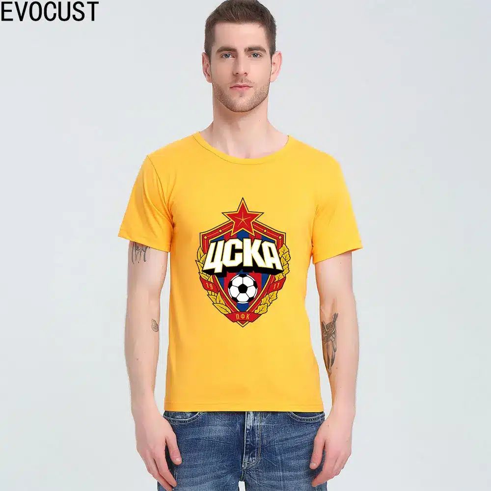 The central cska Moscow Russia LOGO T-shirt Top Lycra Cotton Men T shirt New Design High Quality 18