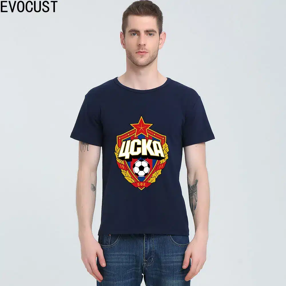The central cska Moscow Russia LOGO T-shirt Top Lycra Cotton Men T shirt New Design High Quality 20