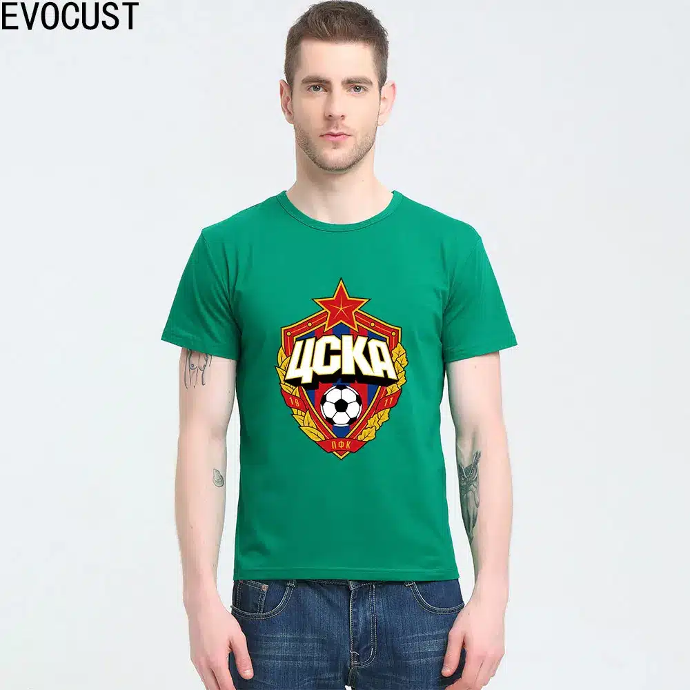 The central cska Moscow Russia LOGO T-shirt Top Lycra Cotton Men T shirt New Design High Quality 21