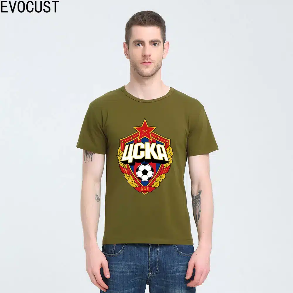 The central cska Moscow Russia LOGO T-shirt Top Lycra Cotton Men T shirt New Design High Quality 22