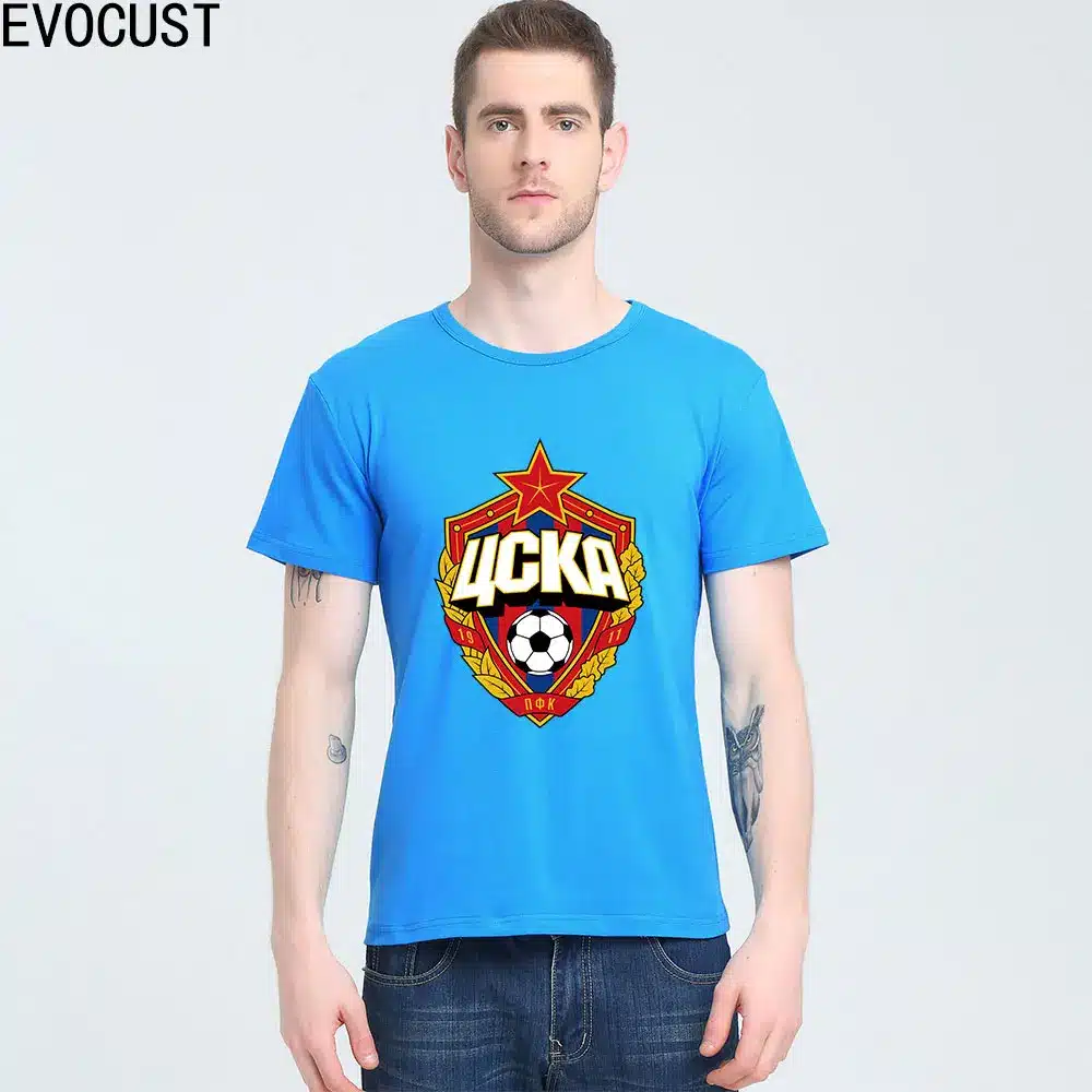 The central cska Moscow Russia LOGO T-shirt Top Lycra Cotton Men T shirt New Design High Quality 23