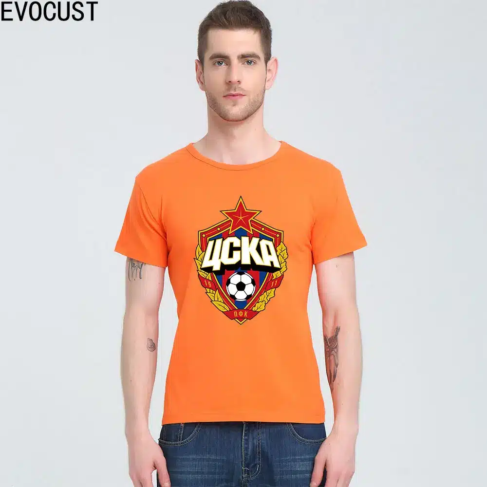 The central cska Moscow Russia LOGO T-shirt Top Lycra Cotton Men T shirt New Design High Quality 25