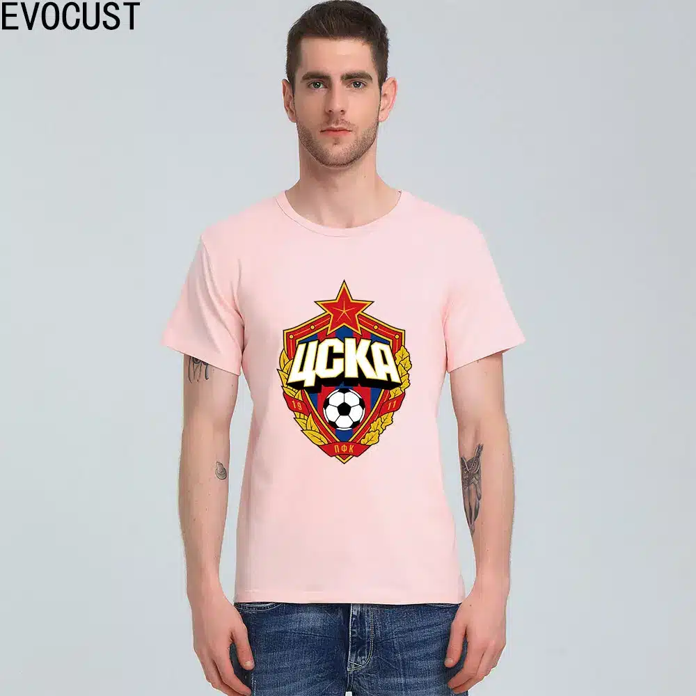 The central cska Moscow Russia LOGO T-shirt Top Lycra Cotton Men T shirt New Design High Quality 26